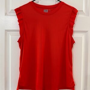 Lucky in Love Red Ruffle-Trim Sleeveless Tank